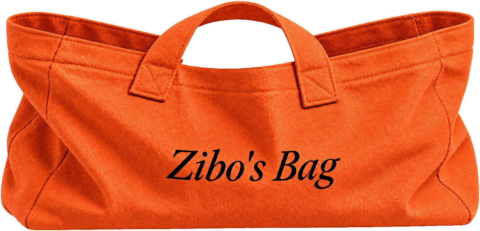 Zibo's orange canvas bag